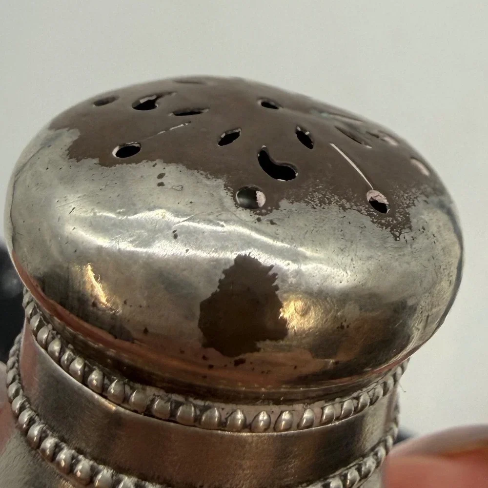 Gorham Sterling Silver Salt Pepper Shakers 2500 Victorian Beaded Set of 2 worn